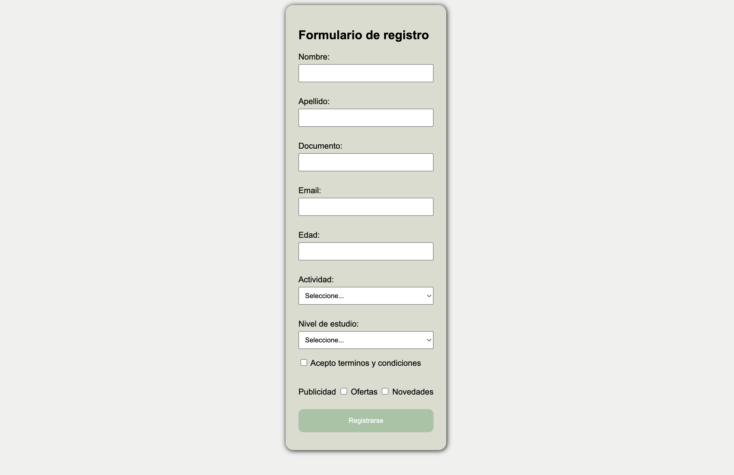 Formulario con validacion JavaScript